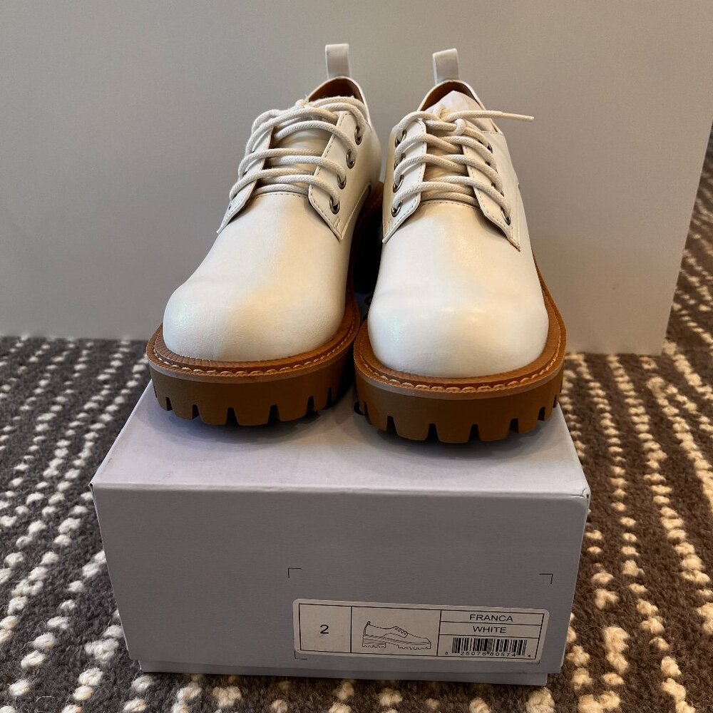 Aerosoles Big Girl's Franca Oxford Shoes Size 2 Kids White NIB Platform Preppy